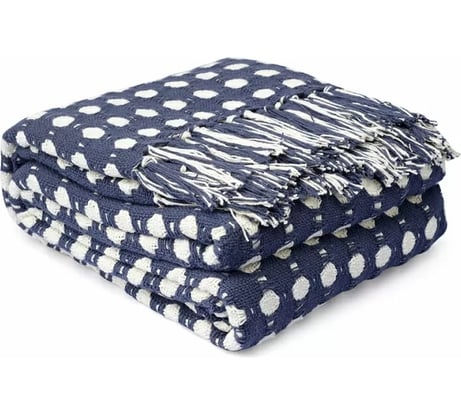 Покрывало Tkano Polka dots из хлопка, темно-синего цвета, коллекция Essential, 230x250 см TK23-BS0011