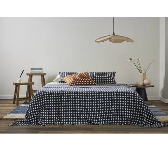Покрывало Tkano Polka dots из хлопка, темно-синего цвета, коллекция Essential, 230x250 см TK23-BS0011
