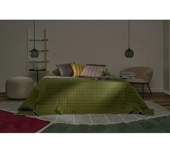 Покрывало Tkano Solid dots стеганое, оливкового цвета, коллекция Essential, 230x250 см TK23-BS0016