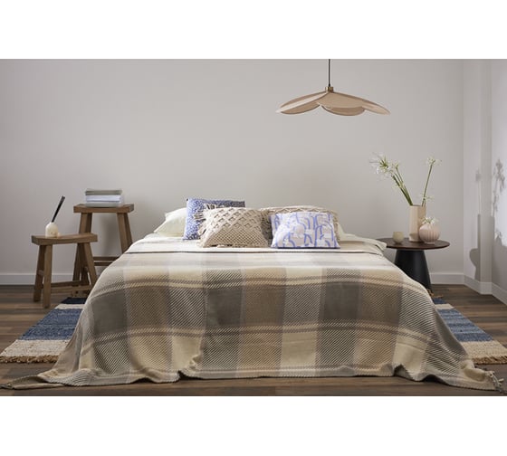 Покрывало Tkano Warm traditions из хлопка, бежево-серого цвета, коллекция Essential, 230x250 см TK23-BS0013