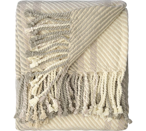 Покрывало Tkano Warm traditions из хлопка, бежево-серого цвета, коллекция Essential, 230x250 см TK23-BS0013