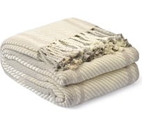Покрывало Tkano Warm traditions из хлопка, бежево-серого цвета, коллекция Essential, 180x250 см TK23-BS0014