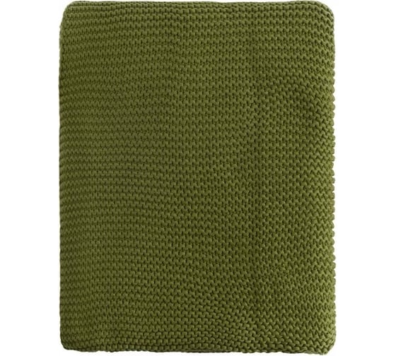 Плед Tkano из хлопка жемчужной вязки, оливкового цвета, коллекция Essential, 130x180 см TK22-TH0009
