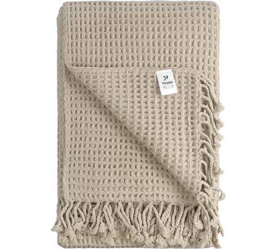 Плед Tkano из шерсти, бежево-серого цвета, коллекция Essential, 130x180 см TK23-TH0003