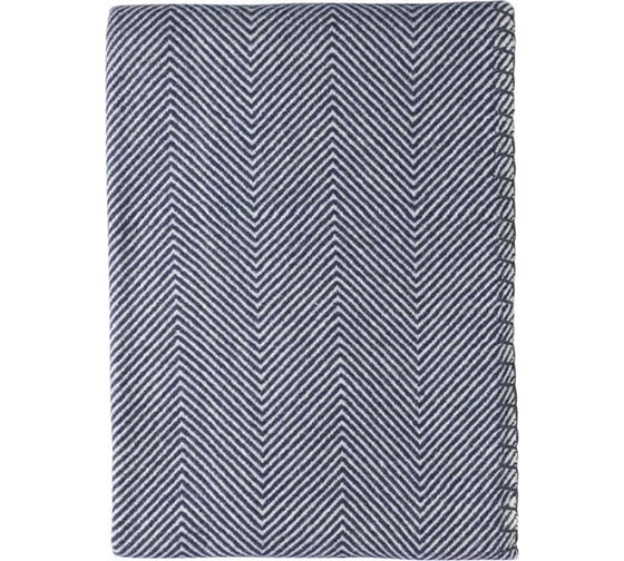 Плед Tkano из шерсти мериноса, темно-синего цвета, коллекция Essential, 130x180 см TK23-TH0001