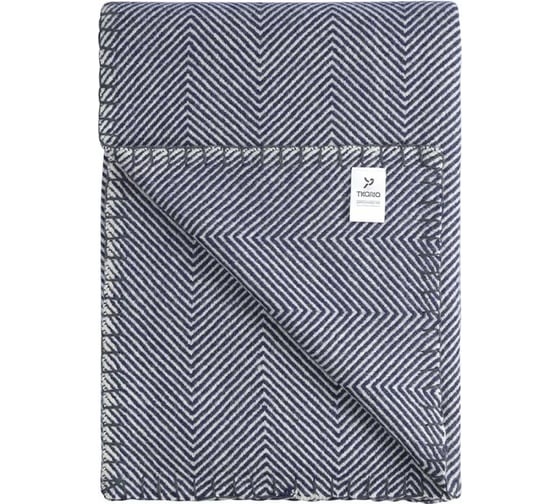 Плед Tkano из шерсти мериноса, темно-синего цвета, коллекция Essential, 130x180 см TK23-TH0001