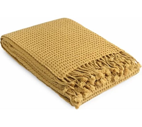 Плед Tkano из шерсти, цвета охры, коллекция Essential, 130x180 см TK23-TH0005