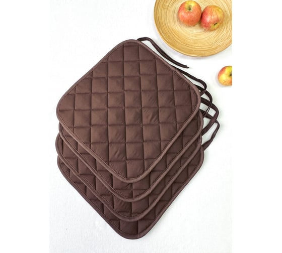 Комплект подушек на стул ТЕКСТИЛЬ Микрофибра 35x38 - 4 шт коричневый 37589