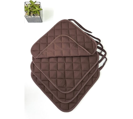 Комплект подушек на стул ТЕКСТИЛЬ Микрофибра 35x38 - 4 шт коричневый 37589