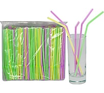 Соломка-трубочка для коктейля ALMIN высота 210, диаметр 5 мм 250 шт в упаковке с изгибом флуоресцентная полипропилен 1/48 ПС-41013