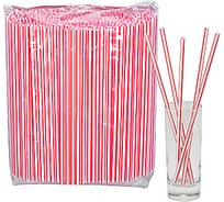 Соломка-трубочка для коктейля ALMIN высота 240, диаметр 7 мм 250 шт в упаковке прямая белый с красной полосой полипропилен 1//23 ПС-ЮП005