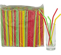 Соломка-трубочка для коктейля ALMIN высота 210, диаметр 5 мм 250 шт в упаковке с изгибом цветная полипропилен 1/48 ПС-41012