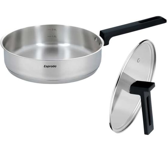 Сотейник с крышкой Esprado 24x6 cм, 2,6 л, нержавеющая сталь, plano PLAL24BE102