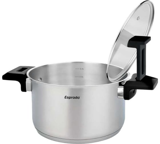Кастрюля с крышкой Esprado 24x13 см, 5,6 л, нержавеющая сталь, plano PLAL24BE101
