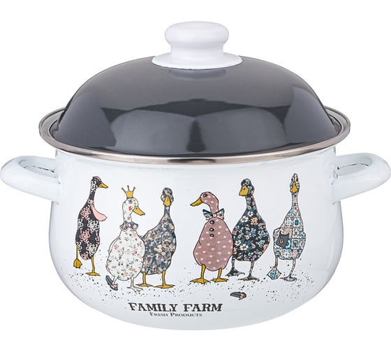 Кастрюля эмалированная Agness с эмал. крышкой серия "family farm", 2. 8 л, 20x12 см 934-622