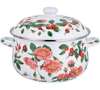 Кастрюля эмалированная Agness с эмал. крышкой серия "шиповник", 5. 0 л, 24x14 см 934-574