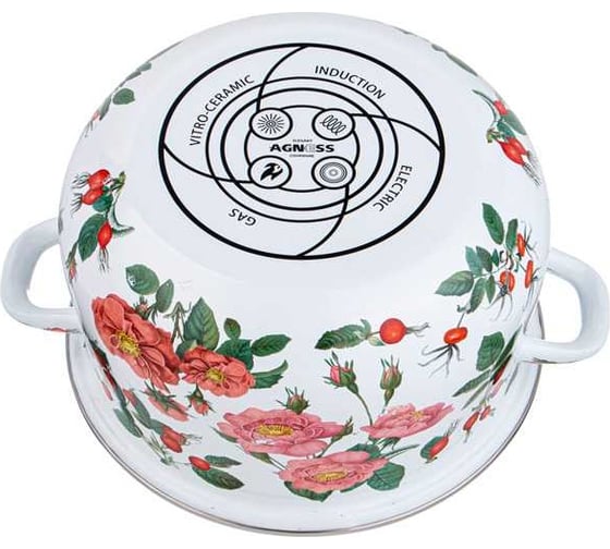 Кастрюля эмалированная Agness с эмал. крышкой серия "шиповник", 5. 0 л, 24x14 см 934-574