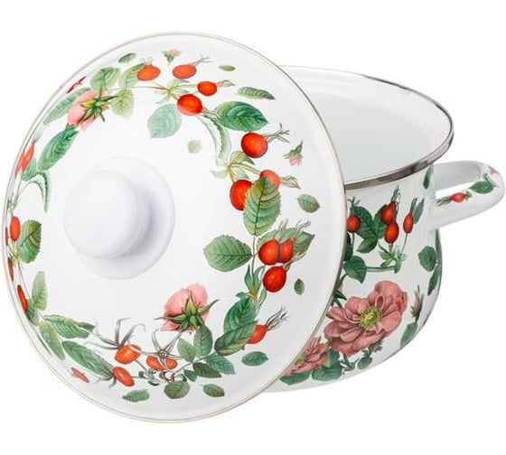 Кастрюля эмалированная Agness с эмал. крышкой серия "шиповник", 2. 8 л, 20x12 см 934-572