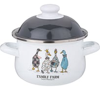 Кастрюля эмалированная Agness с эмал. крышкой серия "family farm", 1. 5 л, 16x10 см 934-620
