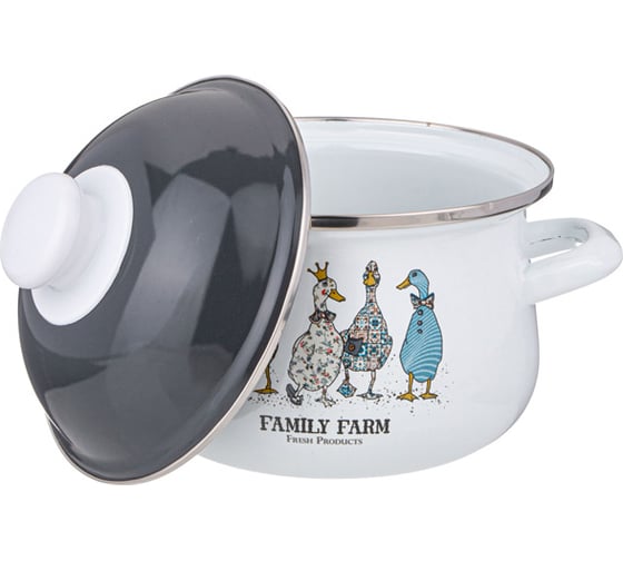 Кастрюля эмалированная Agness с эмал. крышкой серия "family farm", 1. 5 л, 16x10 см 934-620