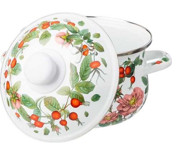Кастрюля эмалированная Agness с эмал. крышкой серия "шиповник", 2. 0 л, 18x11 см 934-571