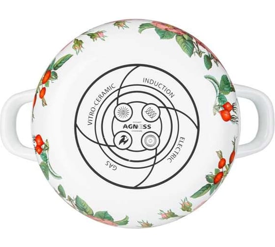 Кастрюля эмалированная Agness с эмал. крышкой серия "шиповник", 2. 0 л, 18x11 см 934-571