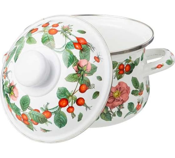 Кастрюля эмалированная Agness с эмал. крышкой серия "шиповник", 1. 5 л, 16x10 см 934-570