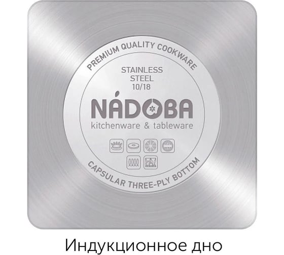 Кастрюля NADOBA TESLA со стеклянной крышкой, 20 см/3 л, 727812