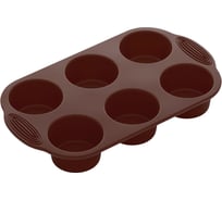 Форма NADOBA ALENKA для 6 круглых маффинов, силиконовая, 30x18x4,3 см, 762116