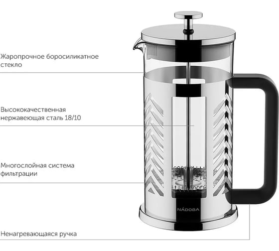 Френч-пресс NADOBA LUKAS 0,6 л, 733512