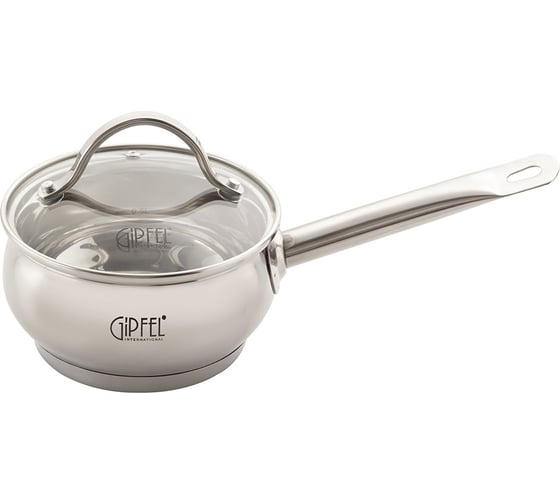 Ковш GIPFEL TERZA 14x7 см/1,0л со стеклянной крышкой, с индукционным капсульным дном. Материал: нерж. сталь 18/10. Толщина: 0,6мм 1291
