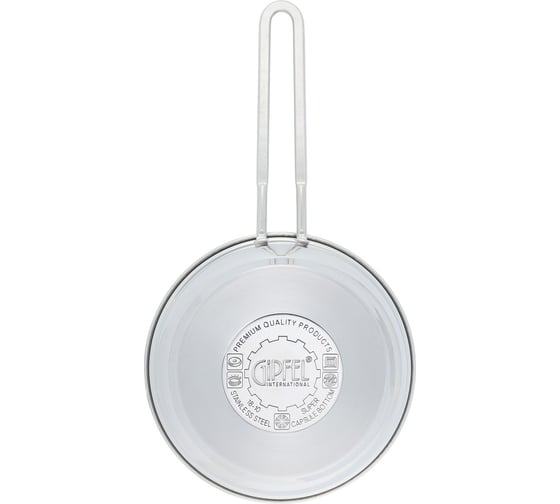 Ковш GIPFEL SOFIA 1,1л, со стеклянной крышкой, с индукционным капсульным дном. Материал: нерж. сталь 18/10. Толщина: 0,5мм 2315