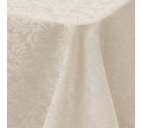 Скатерть прямоугольная жаккардовая с водоотталкивающей пропиткой Василиса 140x180 пэ Leaves бежевая 301052