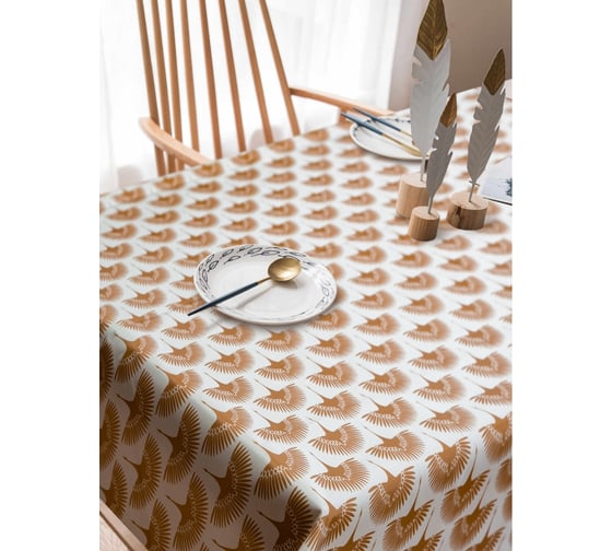 Скатерть Witerra СП 120х145 Журавли слоновая кость 10 00000072345 1