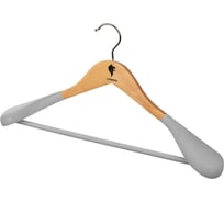 Деревянная вешалка Leonord с широкими плечами, флокированная, светлое дерево 107884