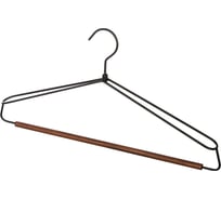 Металлическая вешалка с деревянной перекладиной Рыжий кот Винтаж с широкими плечами, черный 107899