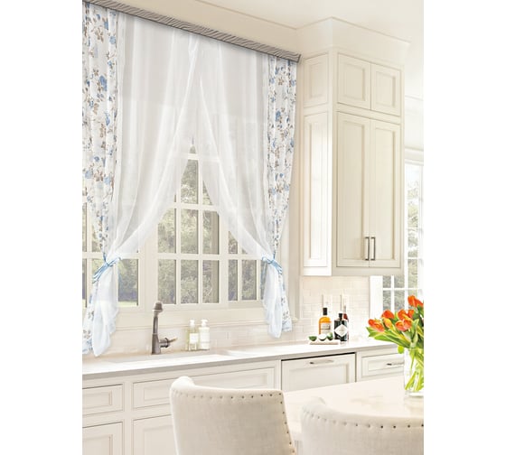 Комплект штор для кухни Witerra Акварель 280x160 голубой 1