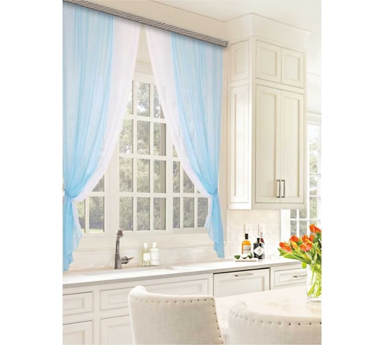 Комплект штор для кухни Witerra Лидия 250x160 голубой 1