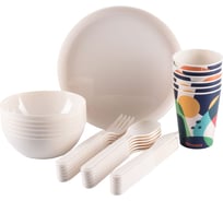 Набор многоразовой посуды для пикника WERNER Revere на 6 персон, 37 предметов. Материал: полипропилен 52300