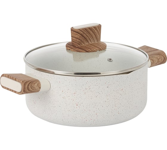 Кастрюля WERNER ORGANIC BEIGE 22x10,0 см/3,8 л с индукционным дном, с двухслойным антипригарным покрытием Pfluon, бакелитовая ручка с покрытием Soft Touch. Цвет: бежевый. Материал: прессованный алюминий. Толщина стенок и дна: 2,8 мм. 51444 1