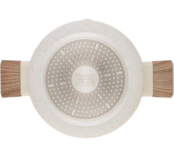Кастрюля WERNER ORGANIC BEIGE 22x10,0 см/3,8 л с индукционным дном, с двухслойным антипригарным покрытием Pfluon, бакелитовая ручка с покрытием Soft Touch. Цвет: бежевый. Материал: прессованный алюминий. Толщина стенок и дна: 2,8 мм. 51444