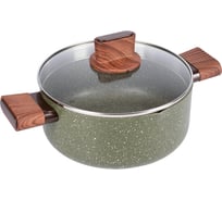 Кастрюля WERNER ORGANIC FOREST STYLE 20x9,0 см/2,8 л с индукционным дном, с двухслойным антипригарным покрытием Pfluon, бакелитовая ручка с покрытием Soft Touch. Цвет: зеленый. Материал: прессованный алюминий. Толщина стенок и дна: 2,6 мм. 51457