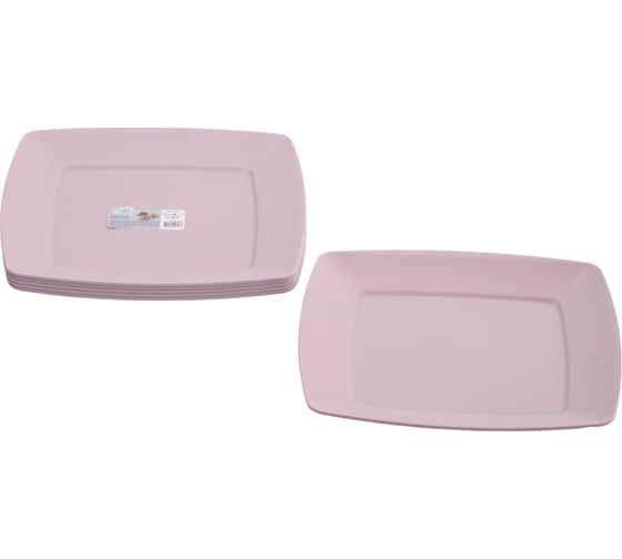 Набор тарелок обеденных HOBBY LIFE SERVICE розовых 6шт 23.5см квадратных HL031291-6P