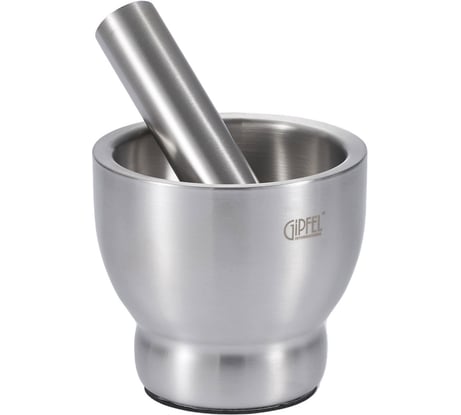 Ступка Gipfel 12,5x11,5 см с пестиком 15 см. Материал: нержавеющая сталь 18/10 51740