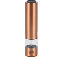 Мельница электрическая TROPICA для соли и перца, 22 см. Цвет: медный. Материал: нерж. сталь, органическое стекло, керамика, пластик. В комплекте без батареек (4ХАА) Gipfel 9149