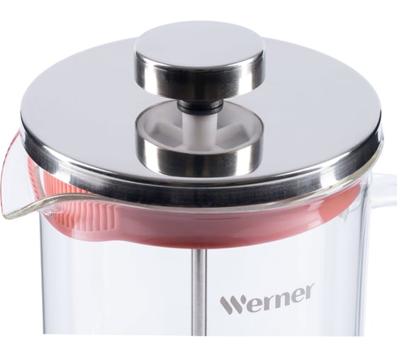 Френч-пресс WERNER ALLEGRO 600 мл. Материал: жаропрочное боросиликатное стекло, нержавеющая сталь, пластик, термопластичная резина. Цвет: темно-розовый 51459