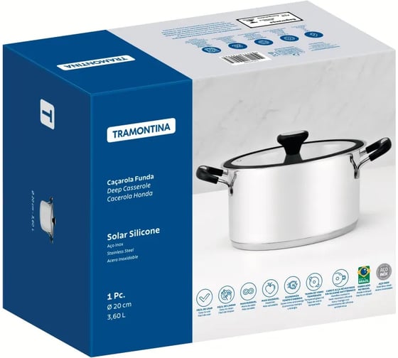 Кастрюля с крышкой Tramontina SOLAR SILICONE 3.60 л 62124/203-TR