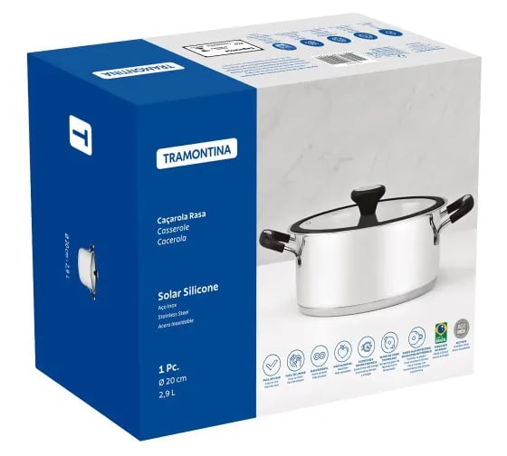 Кастрюля с крышкой Tramontina SOLAR SILICONE 2.85 л 62123/203-TR