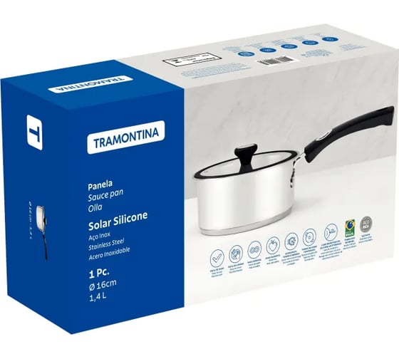 Ковш с крышкой Tramontina Solar SILICONE 1.4 л, 16 см 62121/163-TR