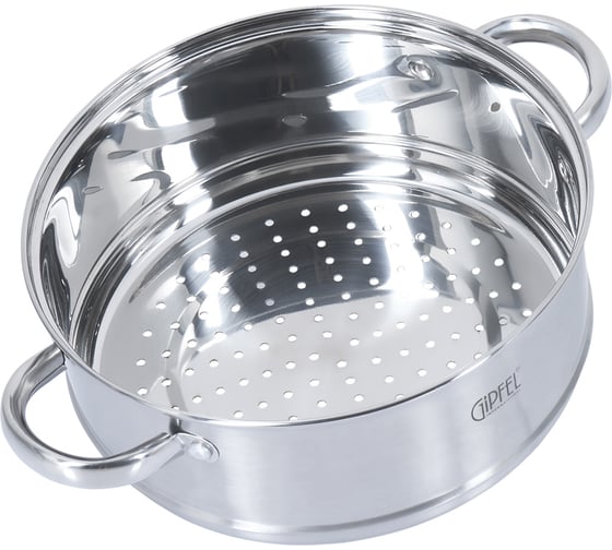 Пароварка двухъярусная GIPFEL SALINA 24x12,5 см, 24x10 см х 2 шт/5 л с капсульным индукционным дном нержавеющая сталь 18/10 толщина: 0,6 мм / 2,5 мм 1309